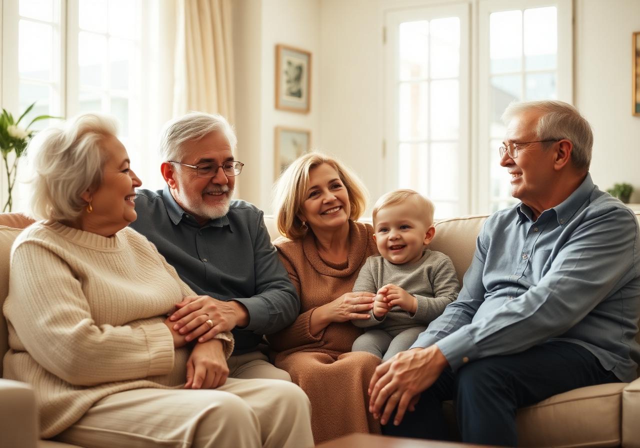 Christian multigenerational family protected by faith-based life insurance